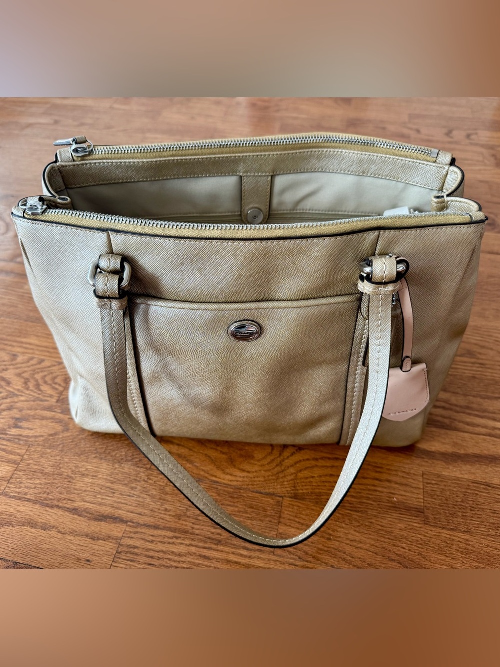 Coach Gold Peyton Jordan Double Zip Carryall Shoulder Tote
